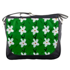 Flowers-green-white Messenger Bag by nate14shop