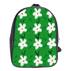 Flowers-green-white School Bag (xl) by nate14shop