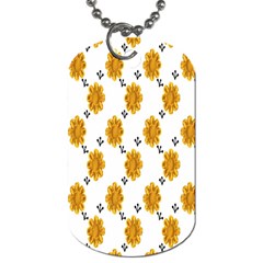 Flowers-gold-white Dog Tag (two Sides) by nate14shop