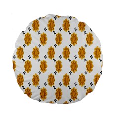 Flowers-gold-white Standard 15  Premium Flano Round Cushions