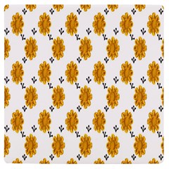 Flowers-gold-white Uv Print Square Tile Coaster  by nate14shop