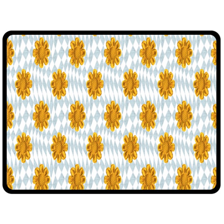 Flowers-gold-blue Fleece Blanket (Large) 