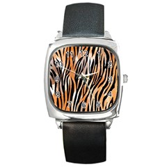 Seamless Zebra Stripe Square Metal Watch by nate14shop