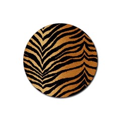 Greenhouse-fabrics-tiger-stripes Rubber Round Coaster (4 Pack) by nate14shop