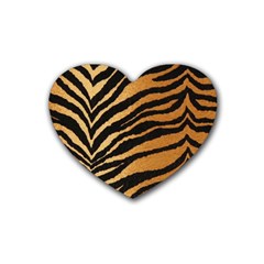 Greenhouse-fabrics-tiger-stripes Rubber Coaster (heart) by nate14shop