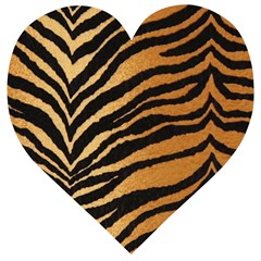 Greenhouse-fabrics-tiger-stripes Wooden Puzzle Heart by nate14shop