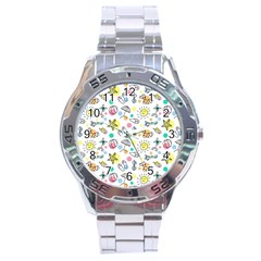 Drawing Pattern Stainless Steel Analogue Watch by artworkshop