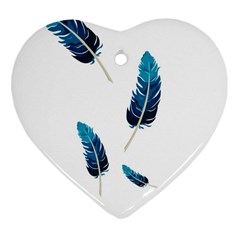 Feather Bird Heart Ornament (two Sides) by artworkshop