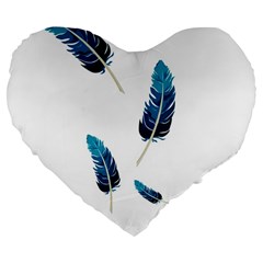 Feather Bird Large 19  Premium Flano Heart Shape Cushions by artworkshop