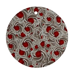 Cream With Cherries Motif Random Pattern Ornament (Round)