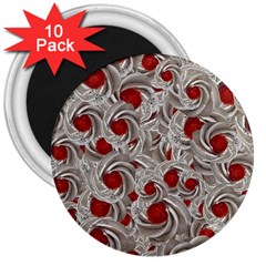 Cream With Cherries Motif Random Pattern 3  Magnets (10 pack) 