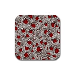 Cream With Cherries Motif Random Pattern Rubber Coaster (Square)