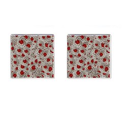 Cream With Cherries Motif Random Pattern Cufflinks (Square)