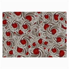 Cream With Cherries Motif Random Pattern Large Glasses Cloth (2 Sides)