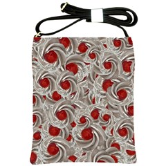 Cream With Cherries Motif Random Pattern Shoulder Sling Bag