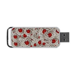 Cream With Cherries Motif Random Pattern Portable USB Flash (One Side)