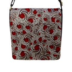 Cream With Cherries Motif Random Pattern Flap Closure Messenger Bag (L)