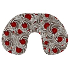 Cream With Cherries Motif Random Pattern Travel Neck Pillow