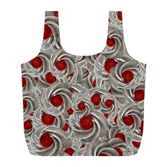 Cream With Cherries Motif Random Pattern Full Print Recycle Bag (L)