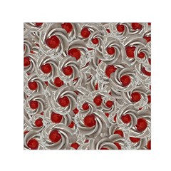 Cream With Cherries Motif Random Pattern Square Satin Scarf (30  X 30 ) by dflcprintsclothing