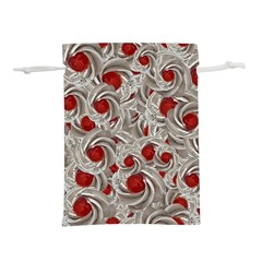 Cream With Cherries Motif Random Pattern Lightweight Drawstring Pouch (L)