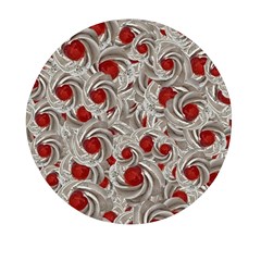 Cream With Cherries Motif Random Pattern Mini Round Pill Box (Pack of 3)