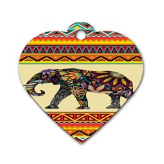 Elephant Colorfull Dog Tag Heart (one Side)