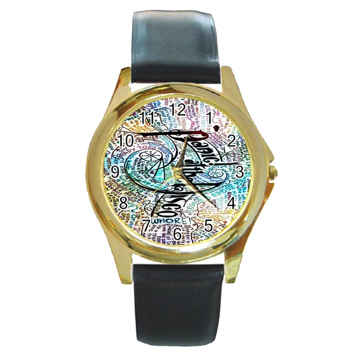 Panic At The Disco Lyric Quotes Round Gold Metal Watch