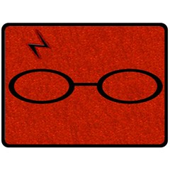 Harry Potter Glasses And Lightning Bolt Fleece Blanket (large)  by nate14shop