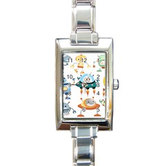 Vector-set-funny-robots-cartoon Rectangle Italian Charm Watch