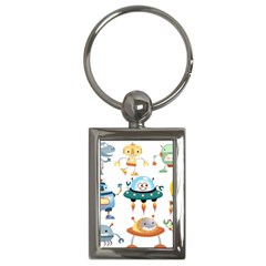 Vector-set-funny-robots-cartoon Key Chain (rectangle)