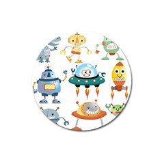 Vector-set-funny-robots-cartoon Magnet 3  (round) by Jancukart