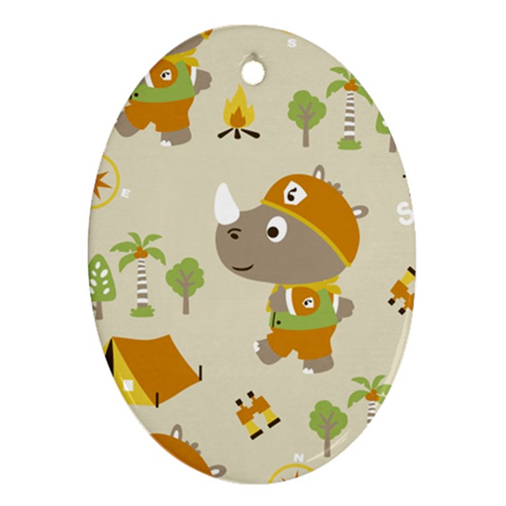 Seamless-pattern-vector-with-funny-boy-scout-scout-day-background Ornament (Oval)