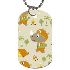 Seamless-pattern-vector-with-funny-boy-scout-scout-day-background Dog Tag (one Side)