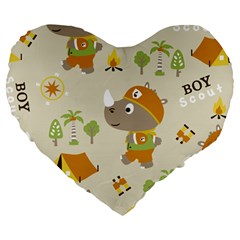 Seamless-pattern-vector-with-funny-boy-scout-scout-day-background Large 19  Premium Flano Heart Shape Cushions by Jancukart