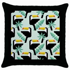 Seamless-tropical-pattern-with-birds Throw Pillow Case (black)