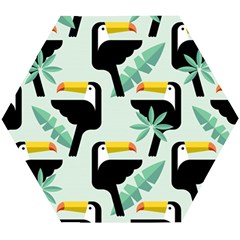 Seamless-tropical-pattern-with-birds Wooden Puzzle Hexagon