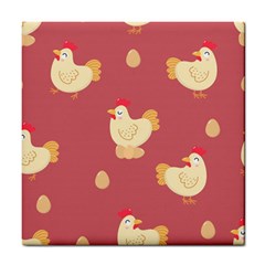 Cute-chicken-eggs-seamless-pattern Tile Coaster