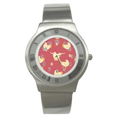 Cute-chicken-eggs-seamless-pattern Stainless Steel Watch