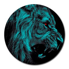 Angry Male Lion Predator Carnivore Round Mousepads by Jancukart