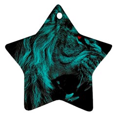 Angry Male Lion Predator Carnivore Star Ornament (two Sides)