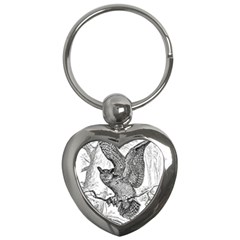 Owl-animals-wild-jungle-nature Key Chain (heart)