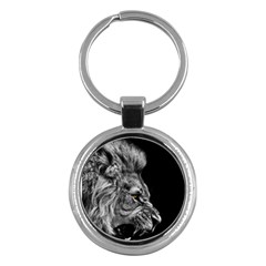 Angry Male Lion Key Chain (round)