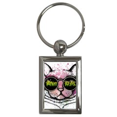 Black-cat-head Key Chain (rectangle)