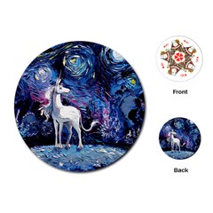 Unicorn Starry Night Playing Cards Single Design (round)