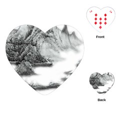 Ink-wash-painting-mountain-rolling-mountains Playing Cards Single Design (heart)