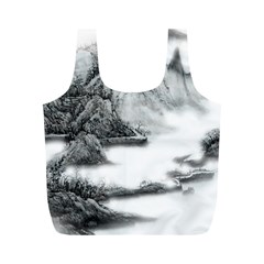 Ink-wash-painting-mountain-rolling-mountains Full Print Recycle Bag (m) by Jancukart