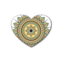 Motif-circle-vintage-circular-pattern Rubber Coaster (heart) by Jancukart