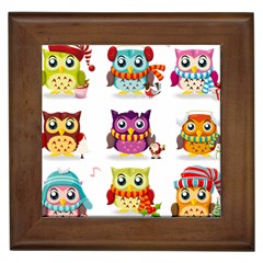 Cartoon-cute-owl-vector Framed Tile