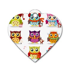 Cartoon-cute-owl-vector Dog Tag Heart (two Sides)